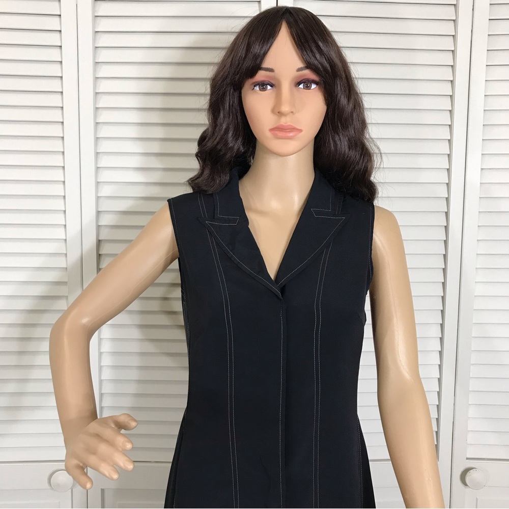 ADEAM Asymmetrical Black Collared Dress Small - Picture 3 of 14